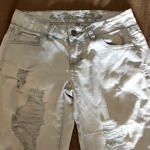 Wax Jeans Distressed Lo-Rise Jeans